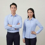Áo Sơ Mi Đồng Phục Xanh Nhạt Dài Tay - model nam nu