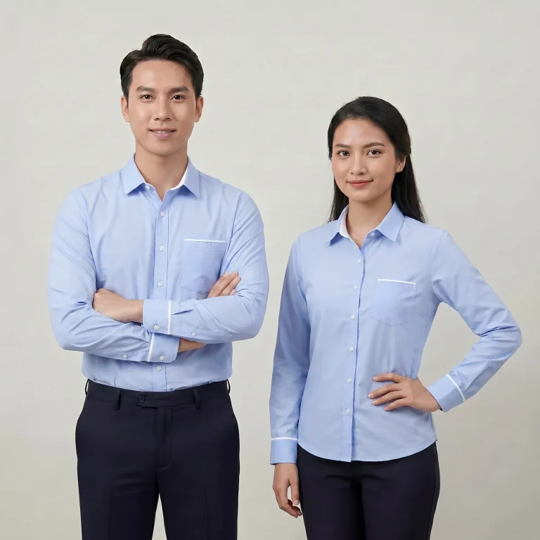 Áo Sơ Mi Đồng Phục Xanh Nhạt Dài Tay