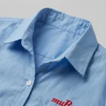 Áo Sơ Mi Đồng Phục Xanh Nhạt Ngắn Tay Logo Đỏ - can logo