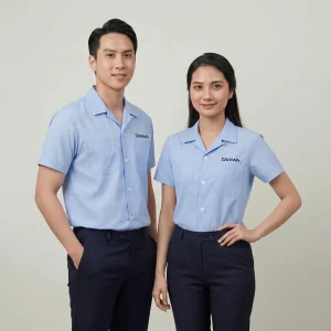 Áo Sơ Mi Đồng Phục Xanh Nhạt Ngắn Tay