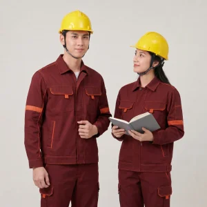 Đồng Phục Bảo Hộ Đỏ Đô Phối Cam