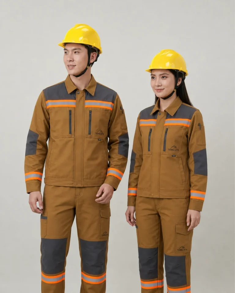 Đồng Phục Bảo Hộ Nâu Phối Xám