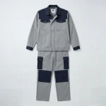 Đồng phục bảo hộ xám phối navy Thành Tín - ảnh bộ đồ bảo hộ trên nền sáng