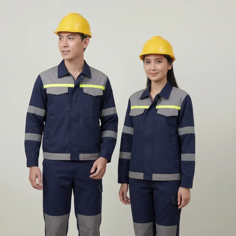Đồng Phục Bảo Hộ Xanh Navy Phối Phản Quang Vàng