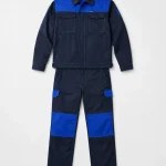 Đồng phục bảo hộ xanh navy phối xanh dương Thành Tín - ảnh chính diện bộ đồ bảo hộ