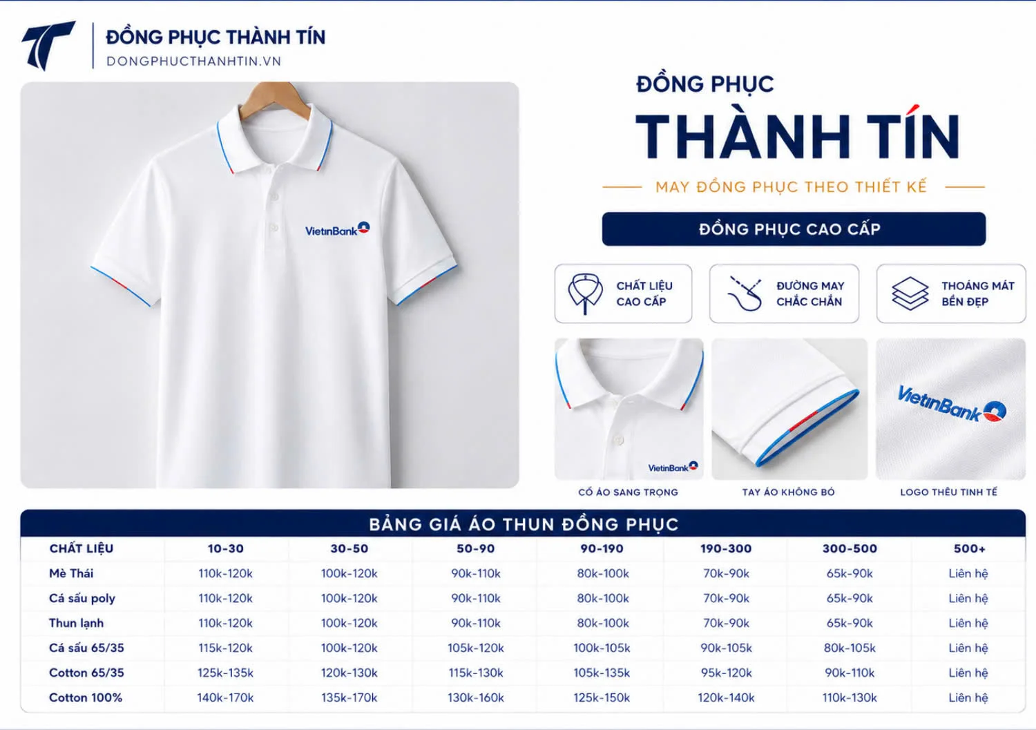 Bảng giá áo polo đồng phục doanh nghiệp