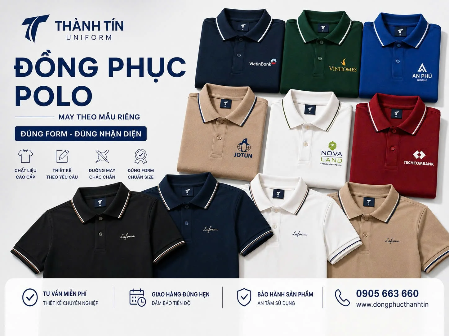 Banner đồng phục polo may theo mẫu riêng tại Đồng Phục Thành Tín