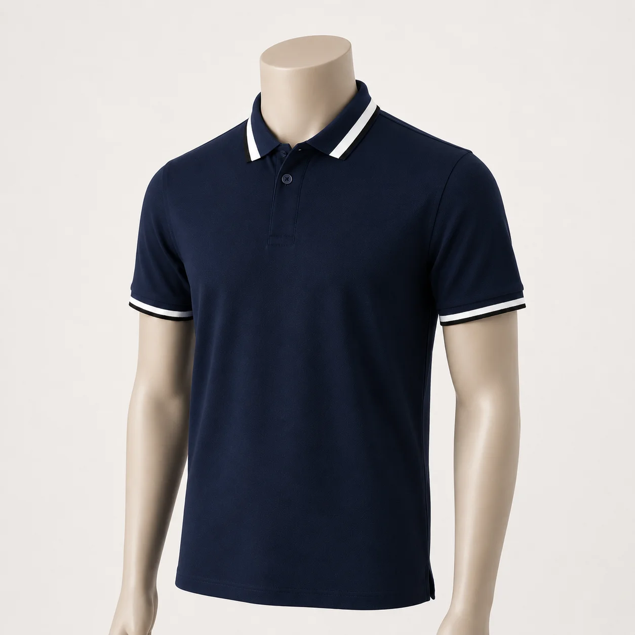 Áo polo màu navy phối cổ