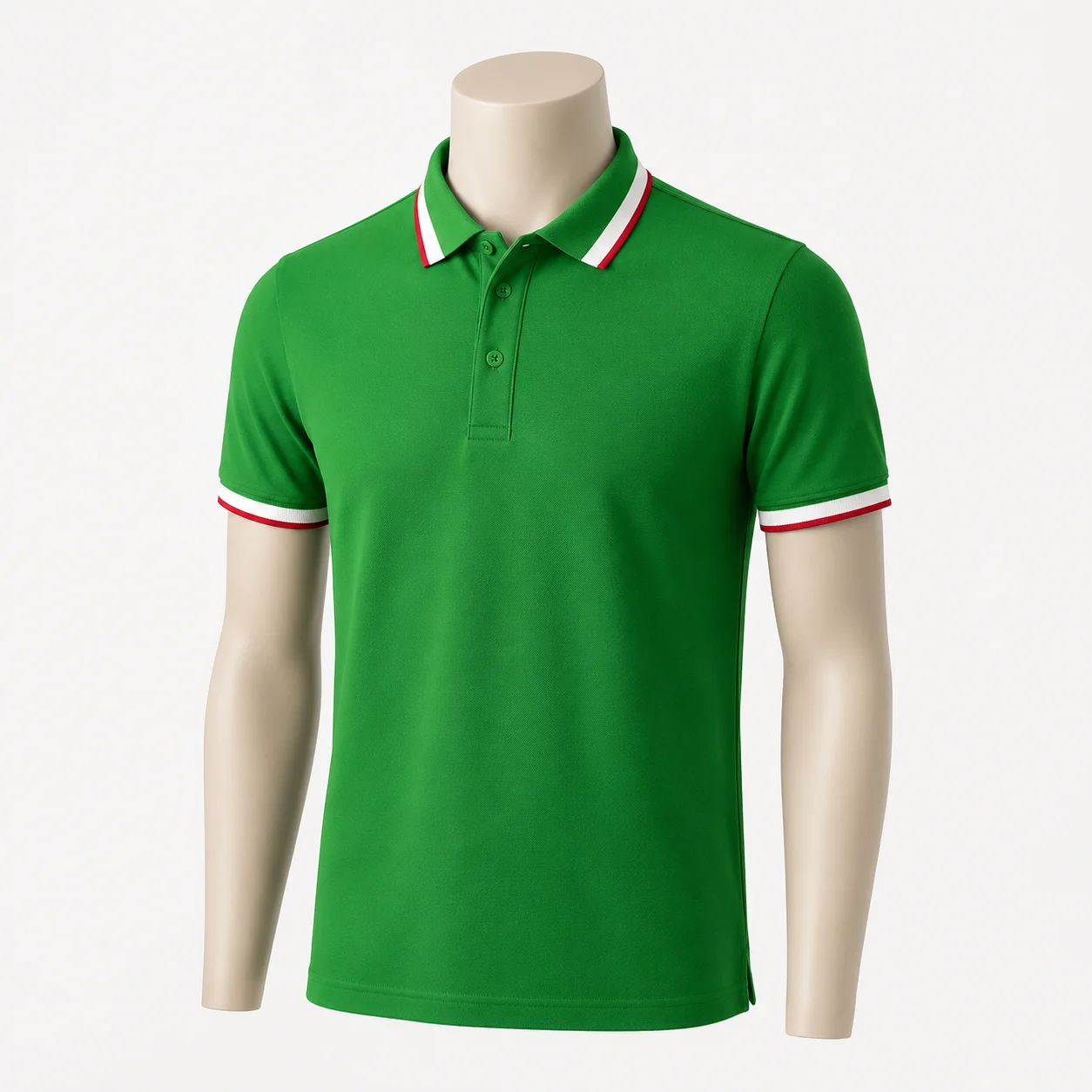 Áo polo màu xanh lá phối cổ