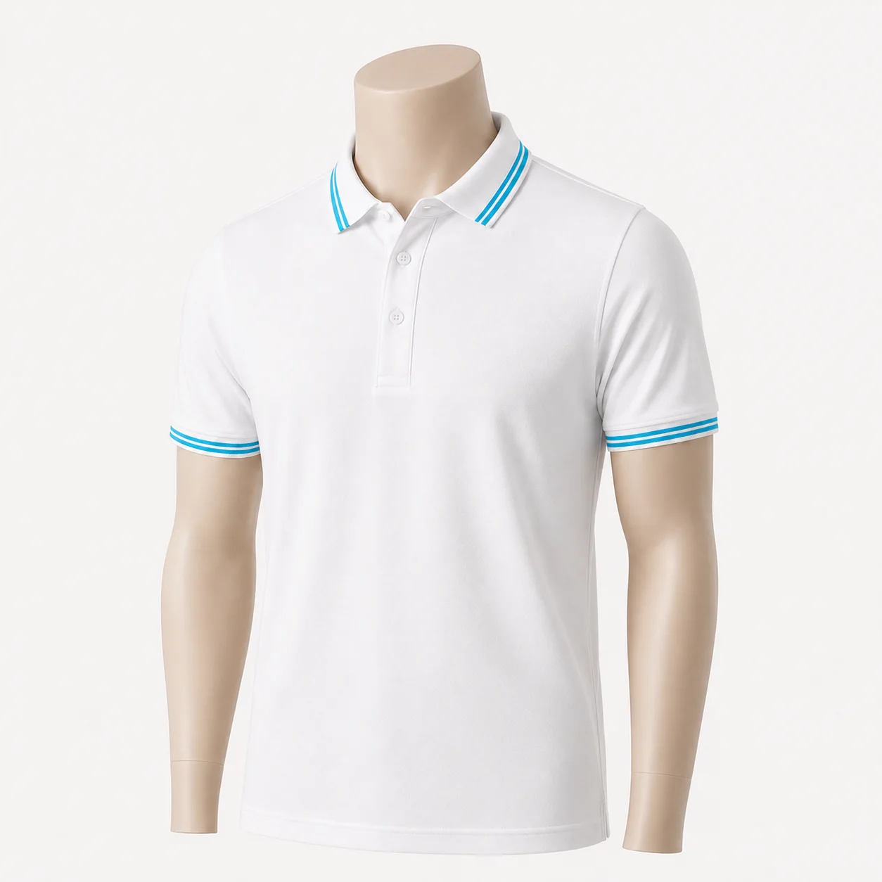 Áo polo trắng sọc xanh biển