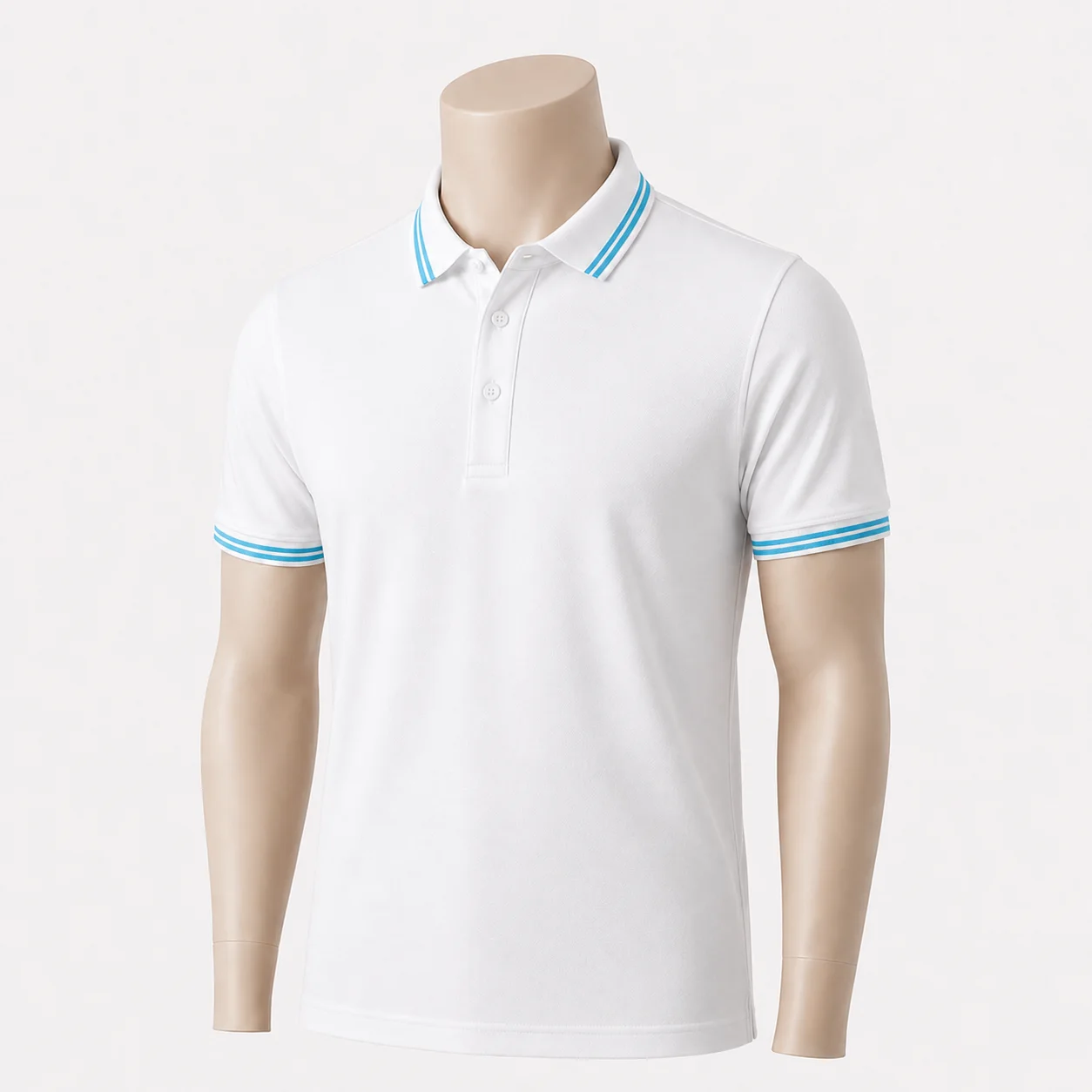 Áo polo trắng sọc xanh ngọc