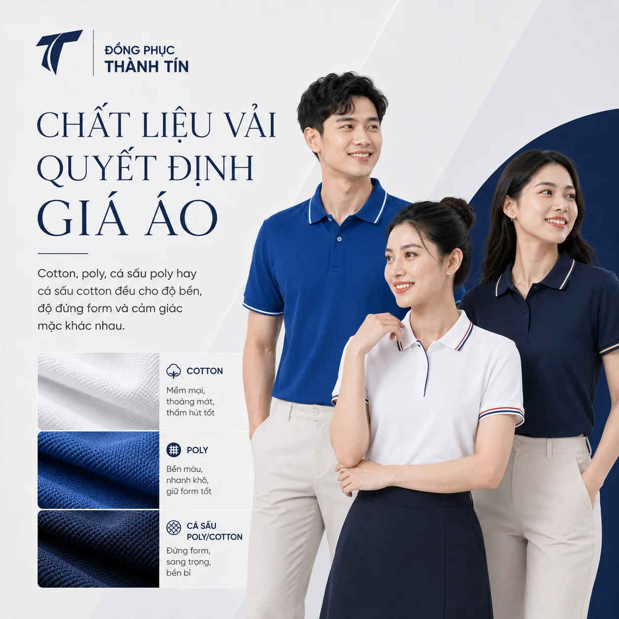 Chất liệu vải quyết định giá và độ bền áo polo đồng phục