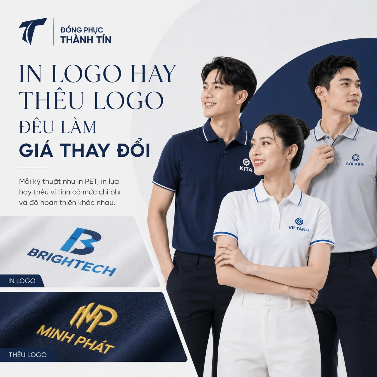 In logo hay thêu logo đều ảnh hưởng giá áo polo