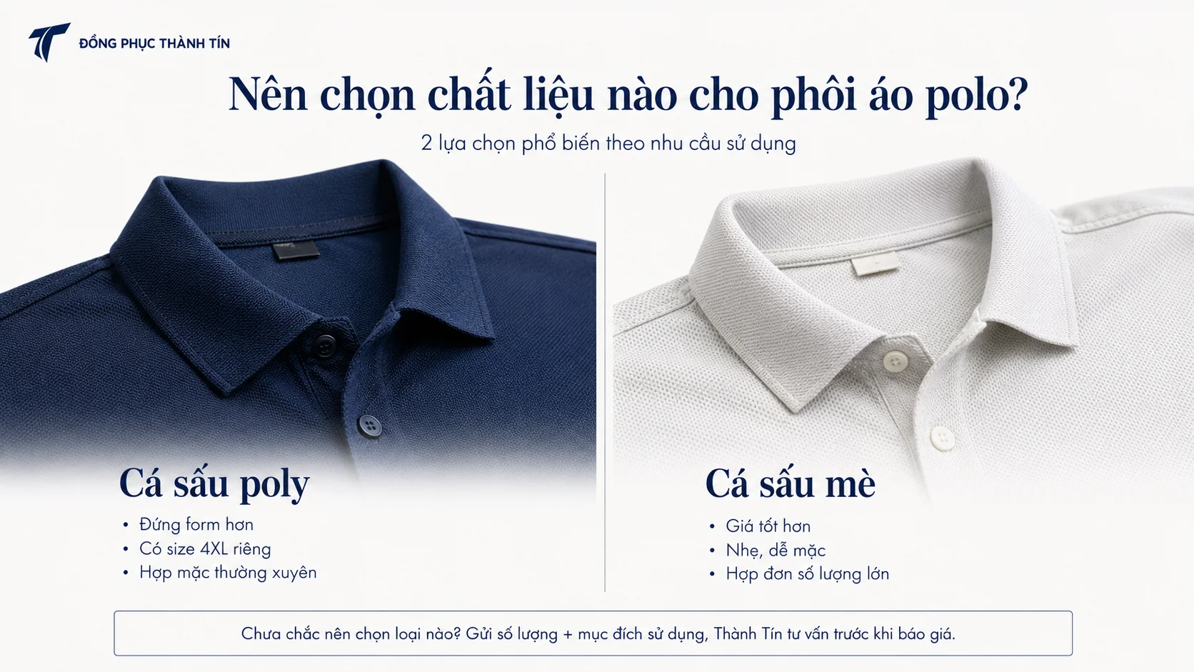 So sánh chất liệu cá sấu poly và cá sấu mè cho phôi áo polo Đồng Phục Thành Tín